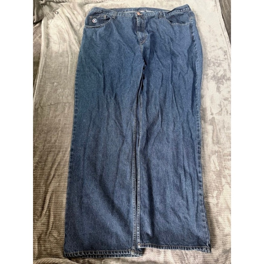 G Unit Mens Relaxed Fit Wide Leg Jeans Medium Wash Blue Denim Baggy Y2K 50X35